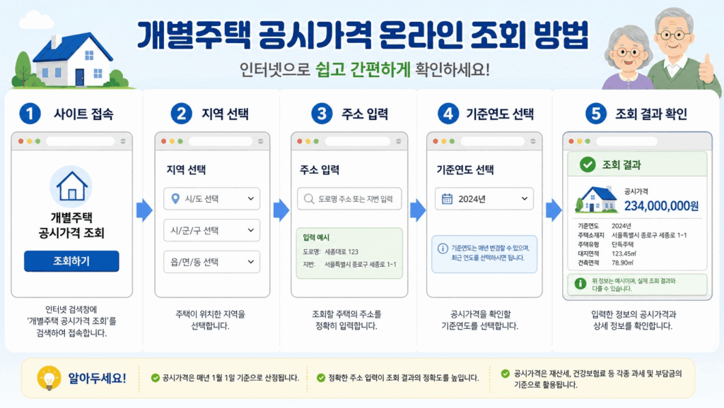 부동산공시가격 알리미에서 개별주택가격을 조회하는 5단계 순서